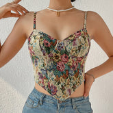 Street Retro Floral Niche Sling Französisch Gericht Taille Weste