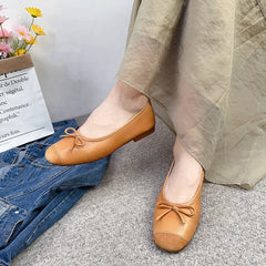 Flache Schuhe mit Schleife und runder Spitze für Damen