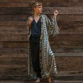 Rayon Positionierung Gedruckt Strickjacke mit Gürtel Strand Cover-up Urlaub Rock Strand Cover Up