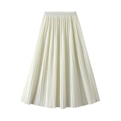 Elegant Pleated Skirt Double Pleated Draping Slimming Mid Length Pleated Skirt