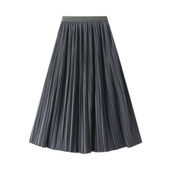 Elegant Pleated Skirt Double Pleated Draping Slimming Mid Length Pleated Skirt