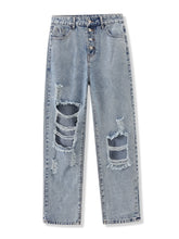 Lockere High Street Jeans mit Lochpatch und weitem Bein