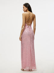Dress Sleeveless Cami Dress Slim Fit Sheath Sequined Dress