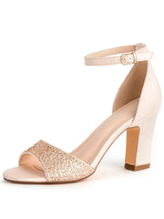 Sandales à talons hauts avec bride à la cheville et strass