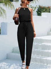 Sleeveless Halter Casual Lace up One Piece Trousers