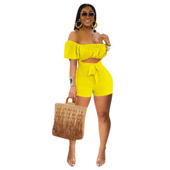 Solid Color Backless off-Shoulder One-Piece Casual Wide-Leg Romper