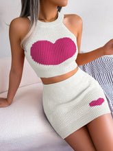 Casual Love Kontrastfarbenes Crop-Top-Set mit Tasche und Hüftrock