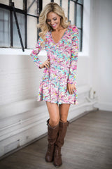 Dress Deep V Plunge Printed A line Christmas Casual Dress