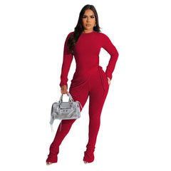 Costume décontracté creux en fil à tricoter asymétrique irrégulier