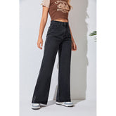 Hohe Taille Gerade Bein Denim Lose Schlankheits Weite Bein Jeans Street Denim
