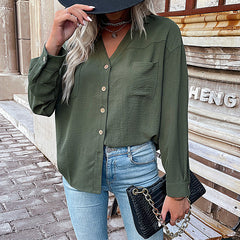 Polo Collar Solid Color Shirt