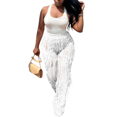 Eaby Wave Pattern See Through High Waist Wide Leg Pants Pants Only