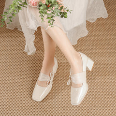 Women's Jane Patent High Pumps Square Toe Heels