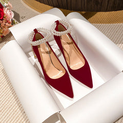 Women's Red High Stiletto Bridal Chinese Wedding