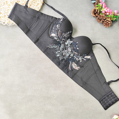 Embroidery Beads Small Sling Solid Color Stretch Elegant Tube Top Boning Corset Boning Corset Top
