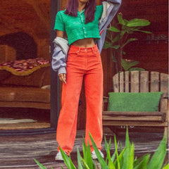 Polo vert à col en maille, pull, petit cardigan court à manches courtes