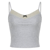 Gilet court à dos nu et col en V en dentelle cousue, petite écharpe intérieure, simple et slim