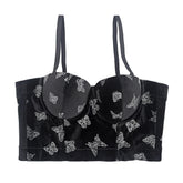 Camisole en velours français à imprimé papillon, débardeur de niche, soutien-gorge d'extérieur assorti