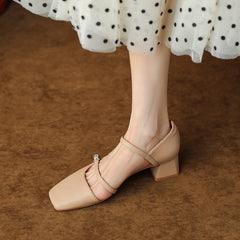Women's French Style Vintage Mary Jane Chunky