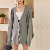 Pullover Mantel Breasted Lose Lazy Lange Laterne Ärmel Strickjacke