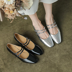Square Toe Mary Jane French Style Vintage Heels