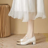 Women's Jane French Style Low-cut Chunky Color Heels