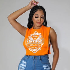 Gilet sans manches à imprimé motif, haut ajouré et découpé aux épaules