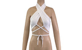 Tight Refreshing Binding Lace up Bandeau Halter Criss Cross Top