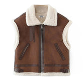 Wind Suede Lamb Wool Vest Coat