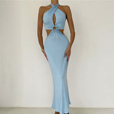 Rückenfreies Kleid mit Neckholder-Trägern und Nähten