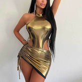 Combinaison brillante Office Young avec taille haute et cordon de serrage aux hanches