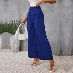 Pants Slim Fit Slimming Blue Wide Leg Pants