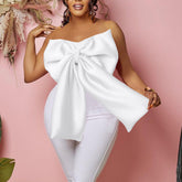 Bowknot Decoration Asymmetric Short Top