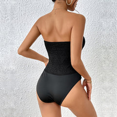 Cross Mirror Black Boning Corset Wrapped Chest Jumpsuit