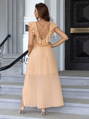 Fashionable Frayed Hem Split Thigh Pleated Hem Dress