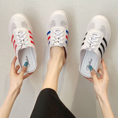 Cool White Half Outdoor Couple Slip-on Slippers