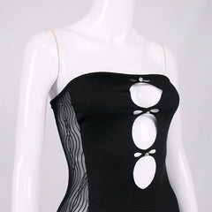 Party Mesh Stitching Tube Top Rhinestone Hip Dress