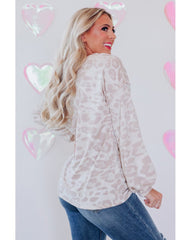 Pull à manches longues et col rond à imprimé léopard et haut de couleur contrastée