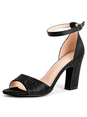 Sandales à talons hauts avec bride à la cheville et strass