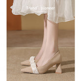 Women's French Style Gentle Pointed High Graceful Black Heels