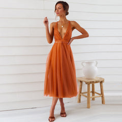 Robe camisole élégante en maille, robe de demoiselle d'honneur