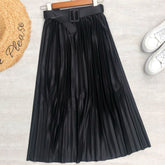 Solid Color Pleated Skirt High Waist Slimming Skirt