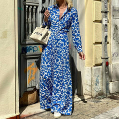 Gracefulable Printing Collared Waist One Piece Wide Leg Pants