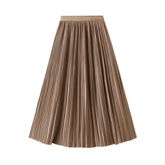 Elegant Pleated Skirt Double Pleated Draping Slimming Mid Length Pleated Skirt