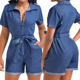 Dedicated All Match Casual Cowboy Rompers With Belt
