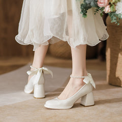 Women's French Style Vintage Mary Jane Chunky Heels