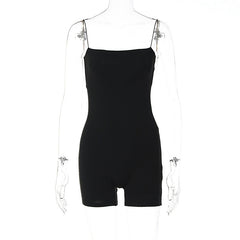 Solid Color Slim Fit Backless Sling Jumpsuit