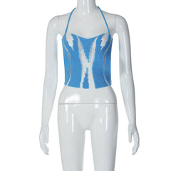 Hollow Out Cutout out Backless Halter Lace up Tube Top