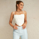 Camisole couleur unie avec baleines, corset slim fit, dos nu, gilet court