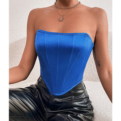 Glossy Tube Top Diamond-Shaped cropped Backless Wrapped Chest Vest Boning Corset Boning Corset Bandana